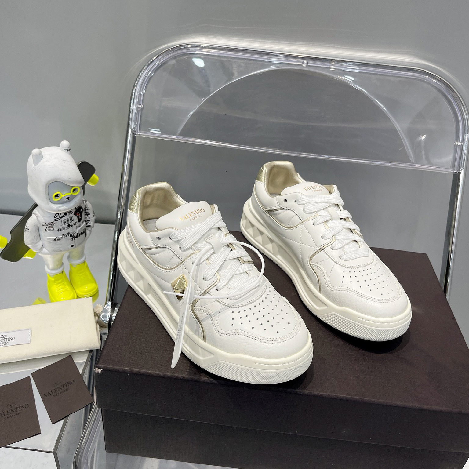 Valenti  One Stud Low-Top Calfskin Sneaker - DopestKickz