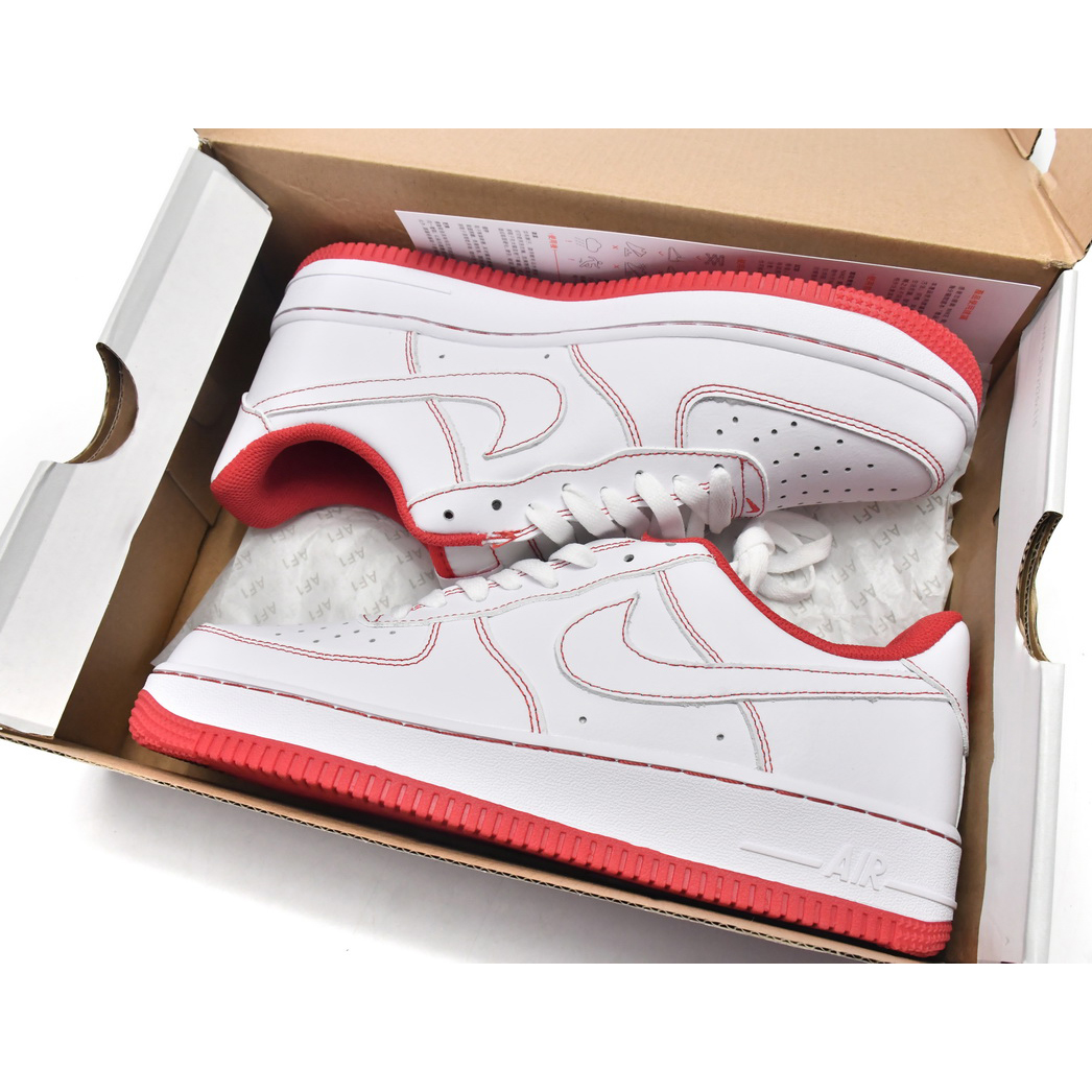 Nike Air Force 1 Low Contrast Stitch Red Sneaker   CV1724-100  - DopestKickz