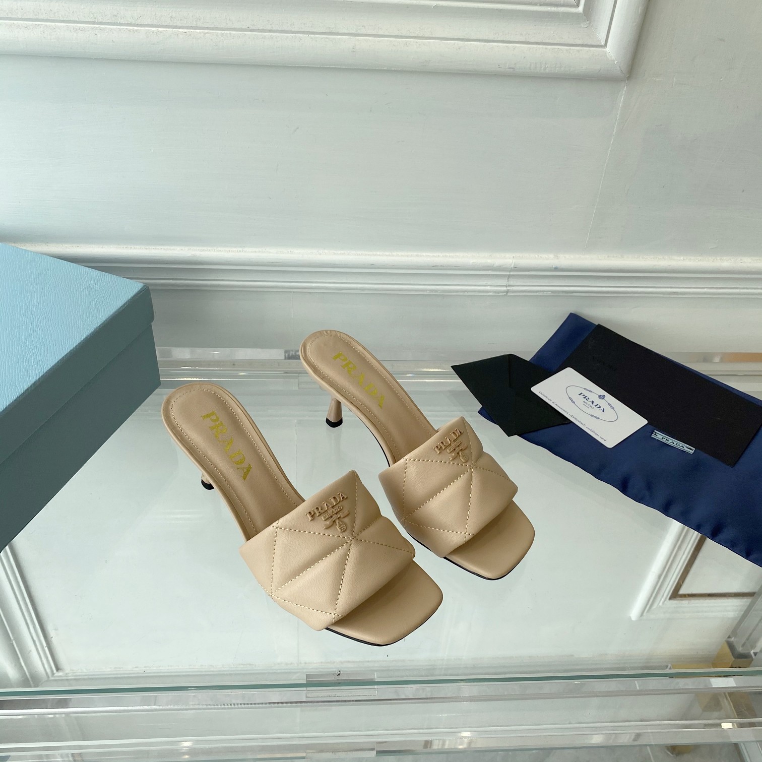 Prada Quilted Nappa Leather Heeled Sandals - DopestKickz