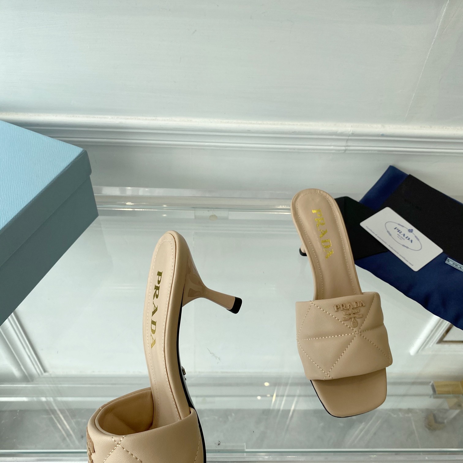 Prada Quilted Nappa Leather Heeled Sandals - DopestKickz