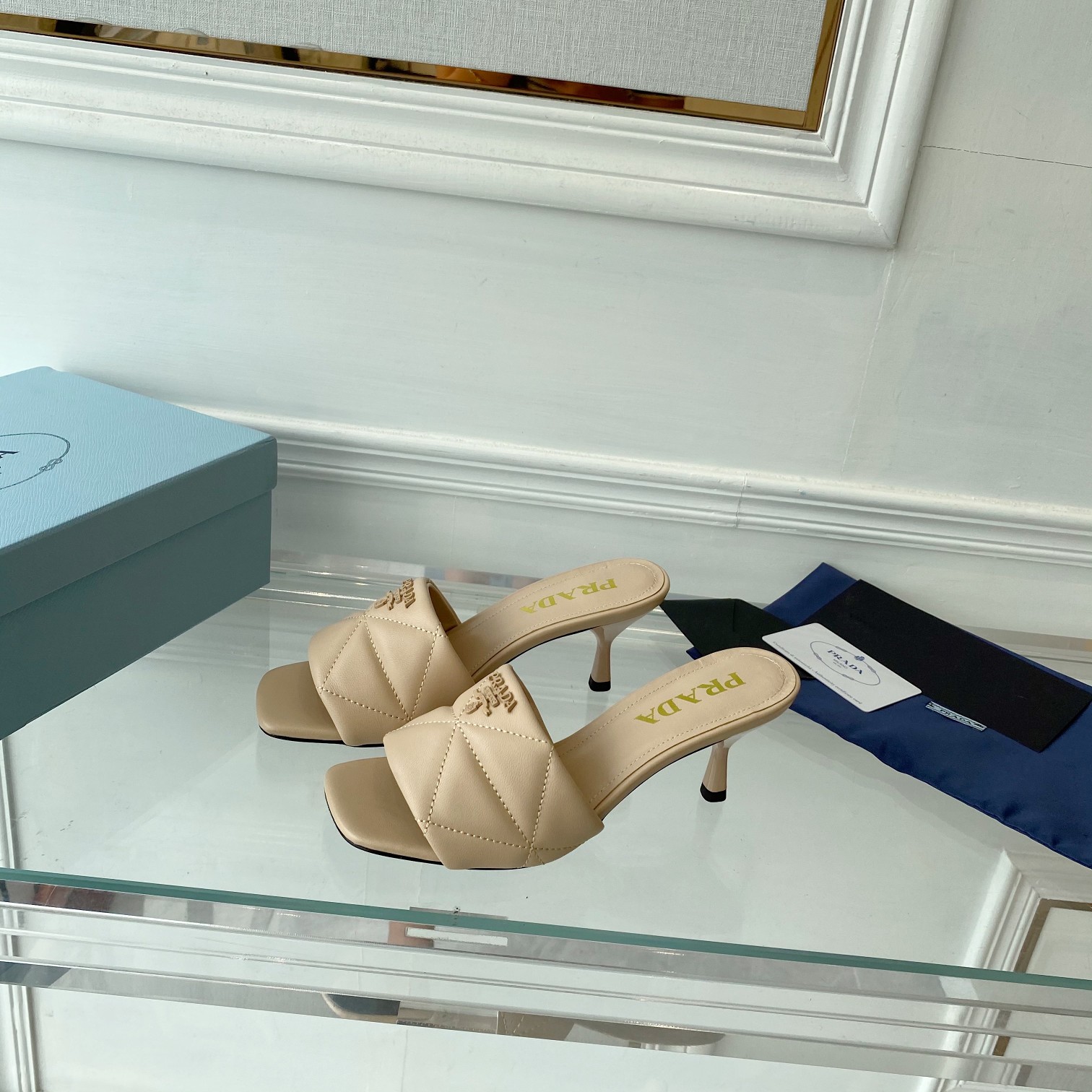 Prada Quilted Nappa Leather Heeled Sandals - DopestKickz