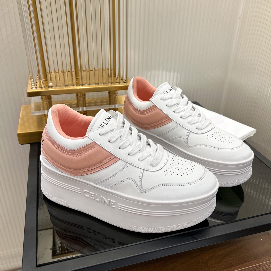 Celine Block Sneakers With Wedge Outsole In Clafskin    - DopestKickz