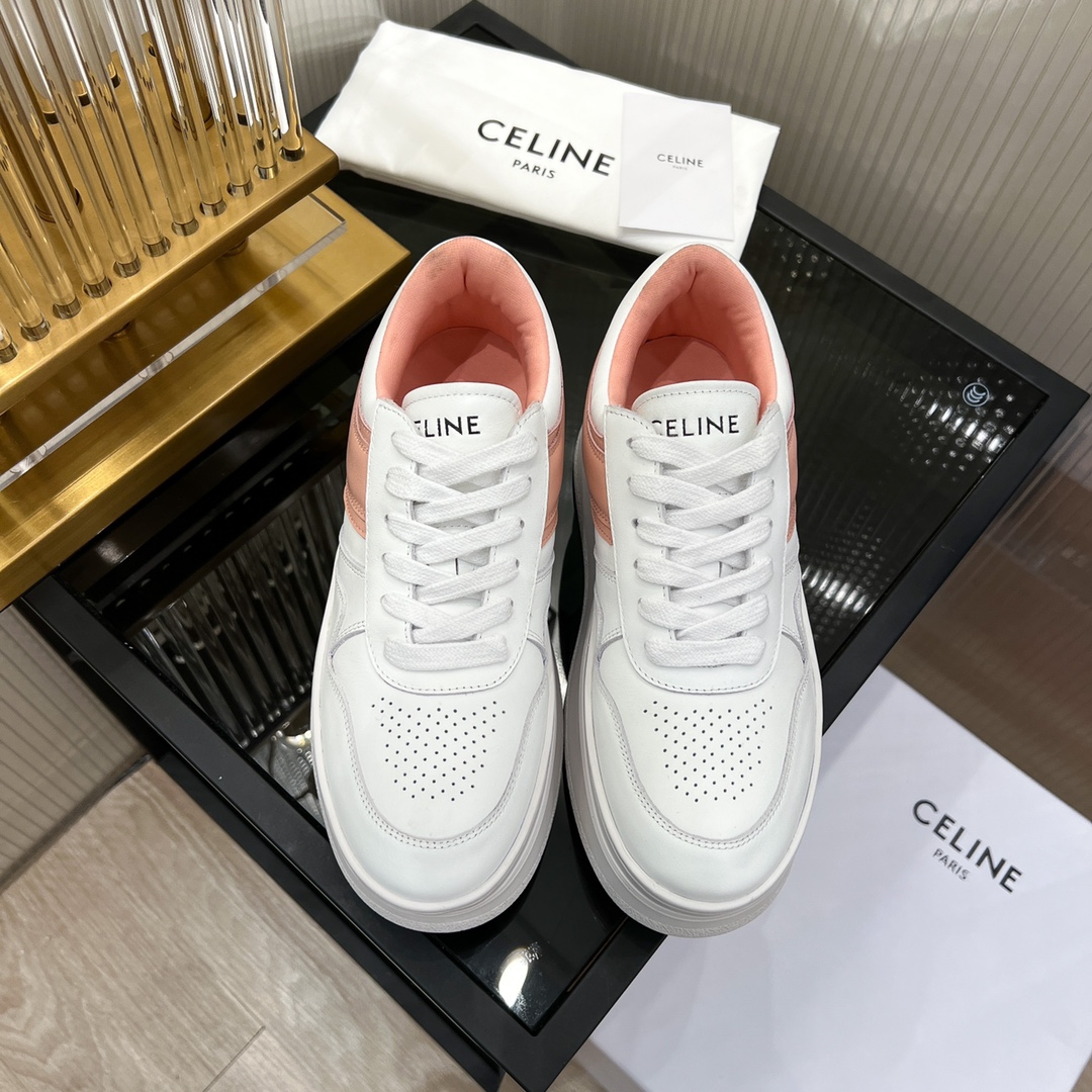 Celine Block Sneakers With Wedge Outsole In Clafskin    - DopestKickz