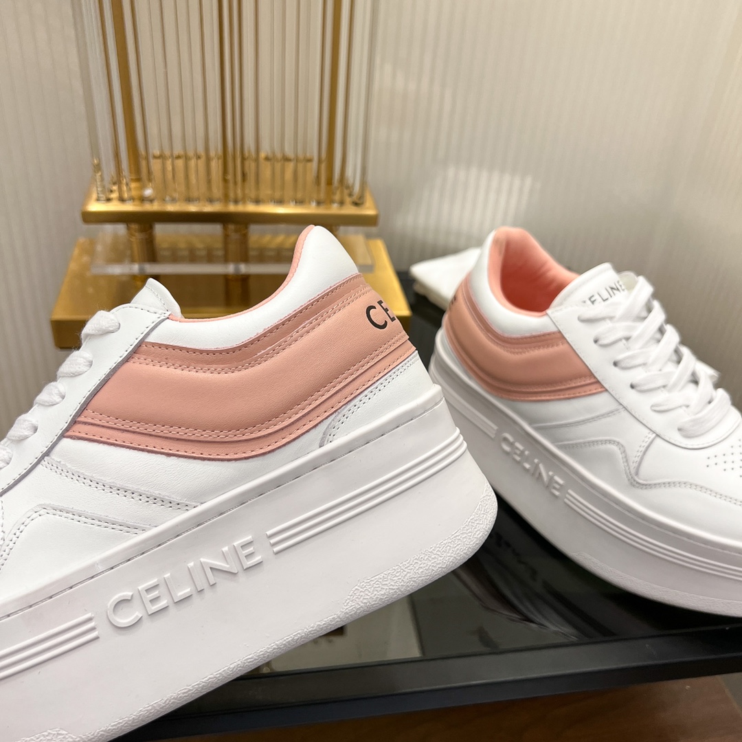 Celine Block Sneakers With Wedge Outsole In Clafskin    - DopestKickz