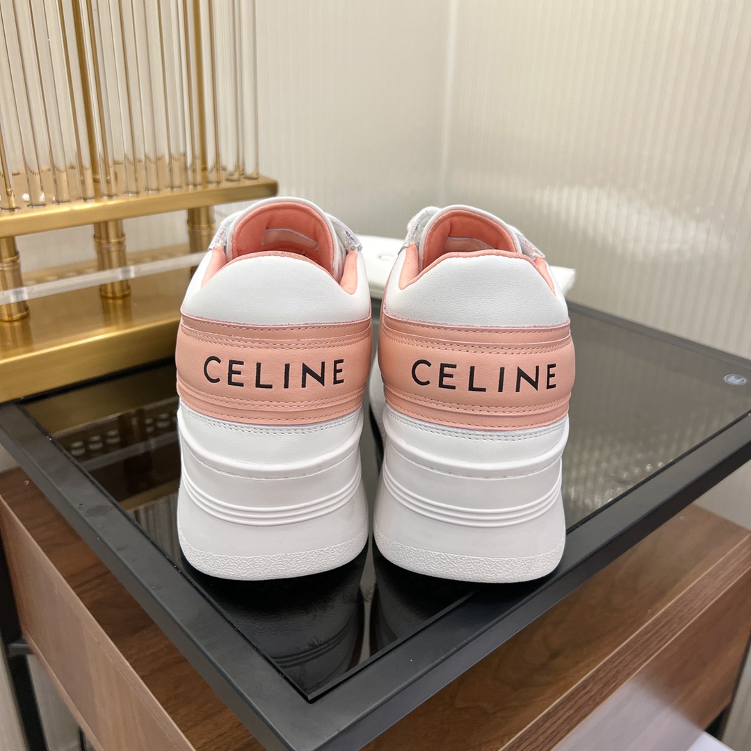 Celine Block Sneakers With Wedge Outsole In Clafskin    - DopestKickz