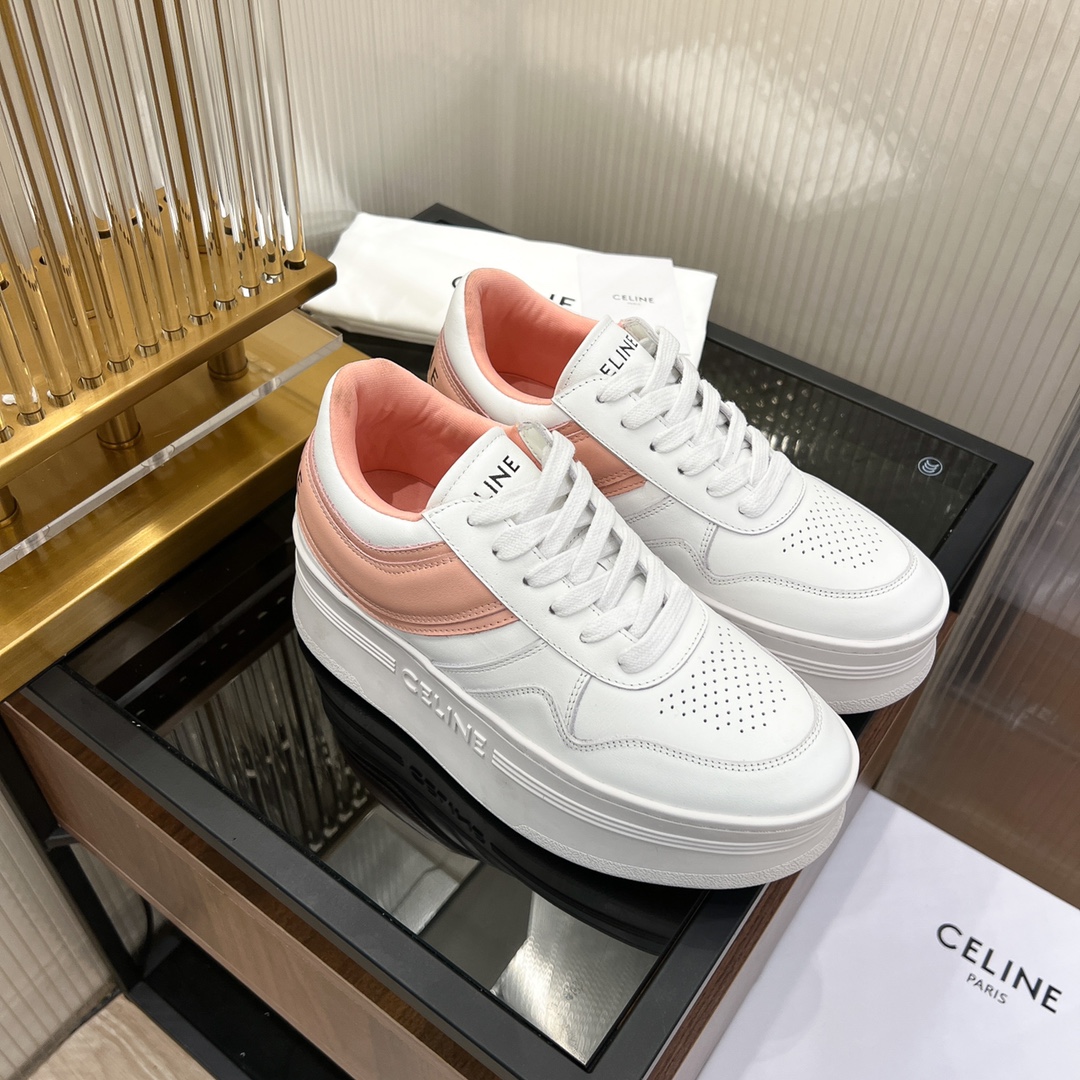 Celine Block Sneakers With Wedge Outsole In Clafskin    - DopestKickz