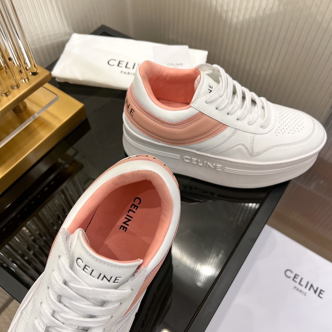 Celine Block Sneakers With Wedge Outsole In Clafskin    - DopestKickz