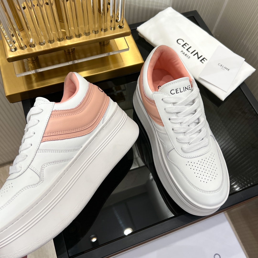 Celine Block Sneakers With Wedge Outsole In Clafskin    - DopestKickz