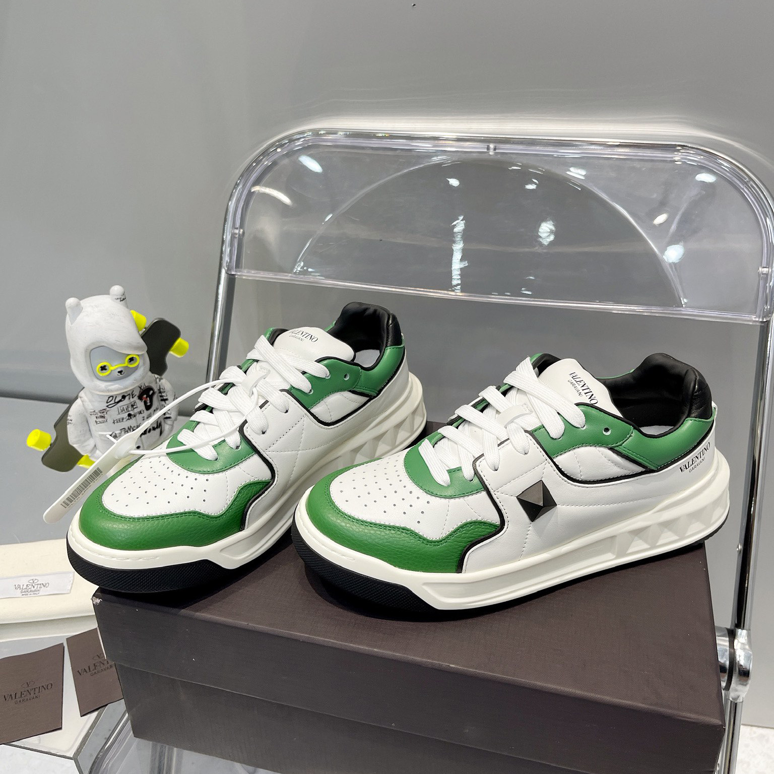 Valenti One Stud Low-Top Calfskin Sneaker - DopestKickz