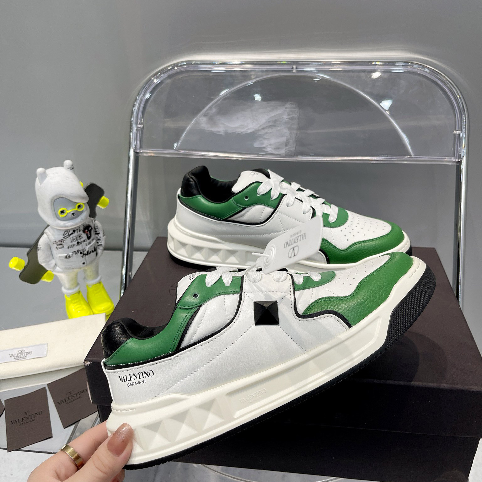 Valenti One Stud Low-Top Calfskin Sneaker - DopestKickz
