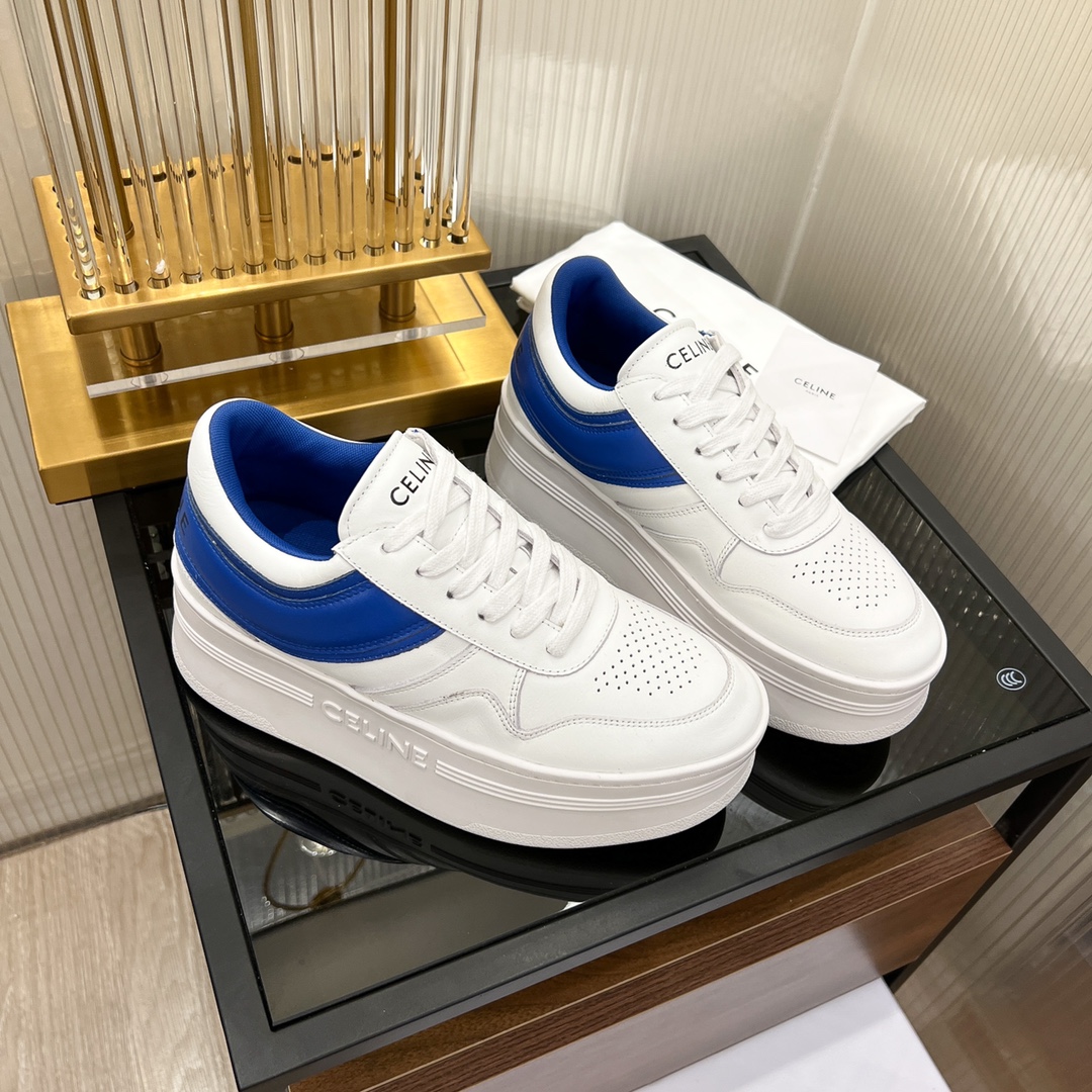 Celine Block Sneakers With Wedge Outsole In Clafskin    - DopestKickz