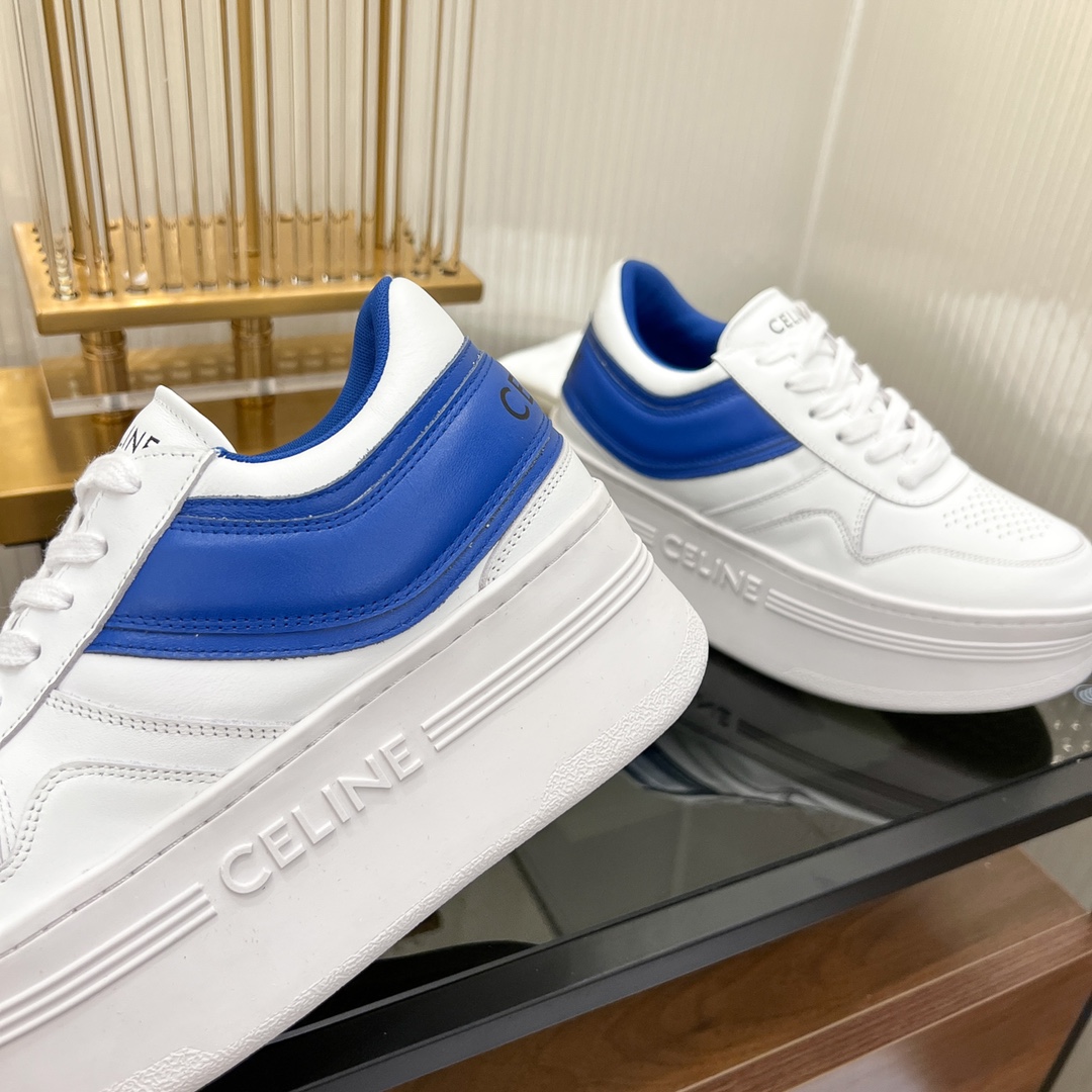 Celine Block Sneakers With Wedge Outsole In Clafskin    - DopestKickz