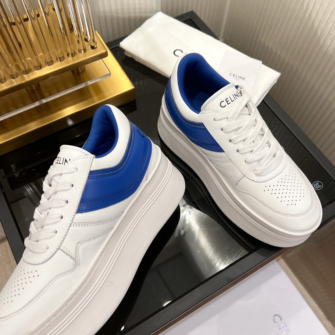 Celine Block Sneakers With Wedge Outsole In Clafskin    - DopestKickz
