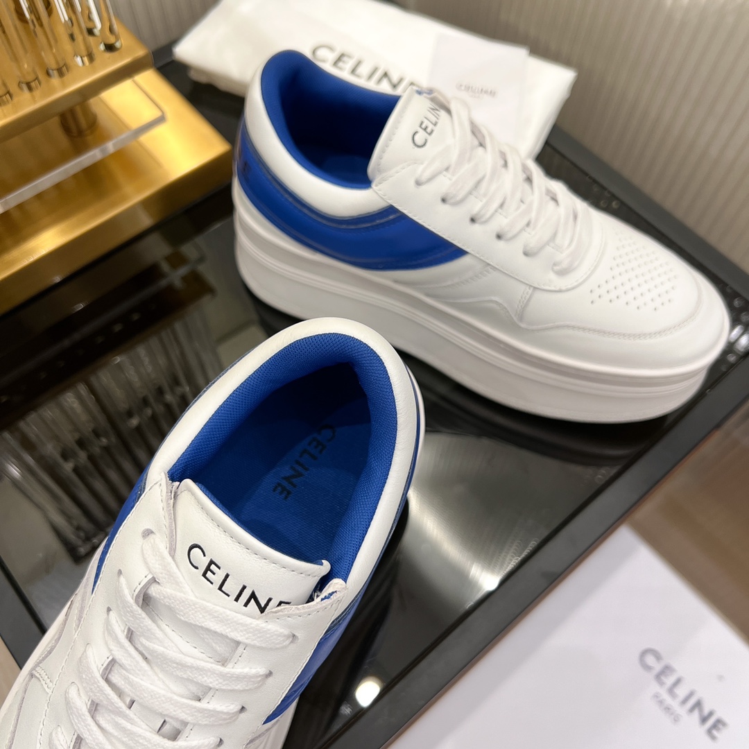 Celine Block Sneakers With Wedge Outsole In Clafskin    - DopestKickz