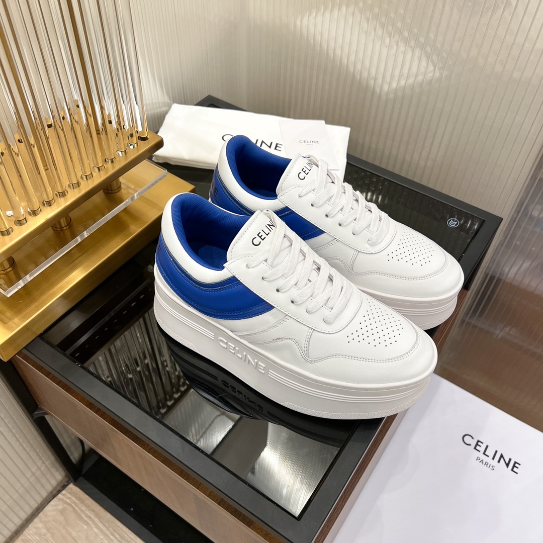 Celine Block Sneakers With Wedge Outsole In Clafskin    - DopestKickz