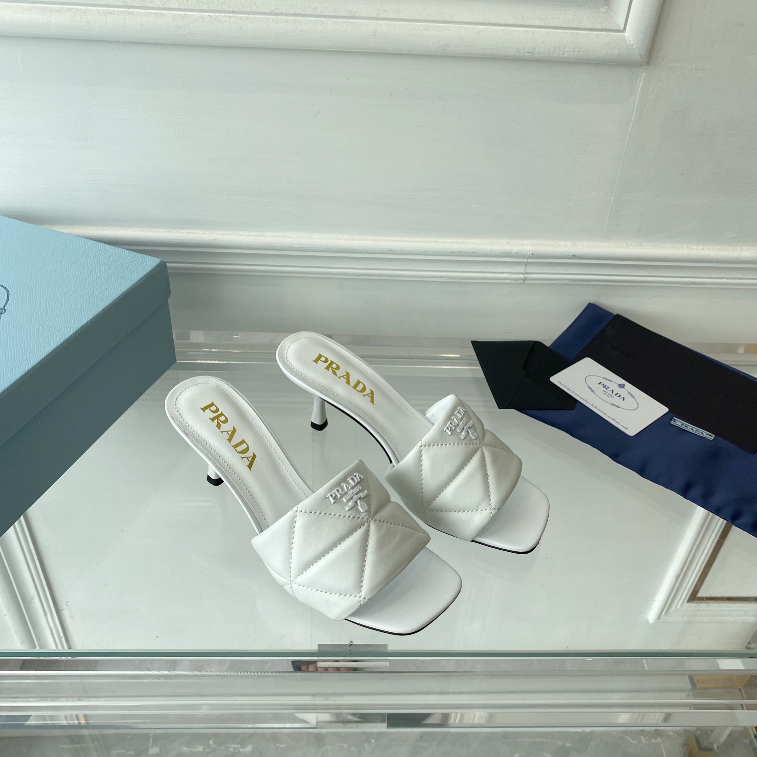 Prada Quilted Nappa Leather Heeled Sandals - DopestKickz