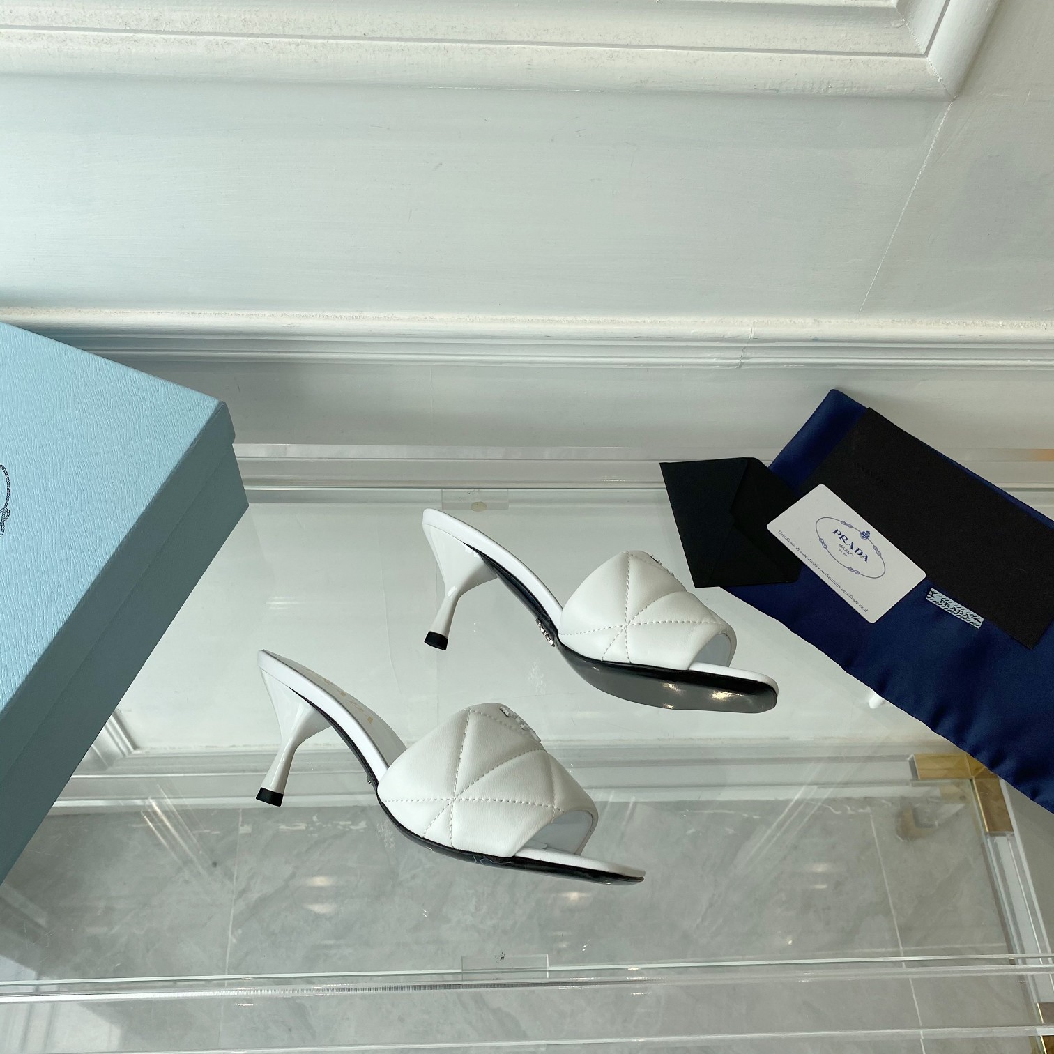 Prada Quilted Nappa Leather Heeled Sandals - DopestKickz