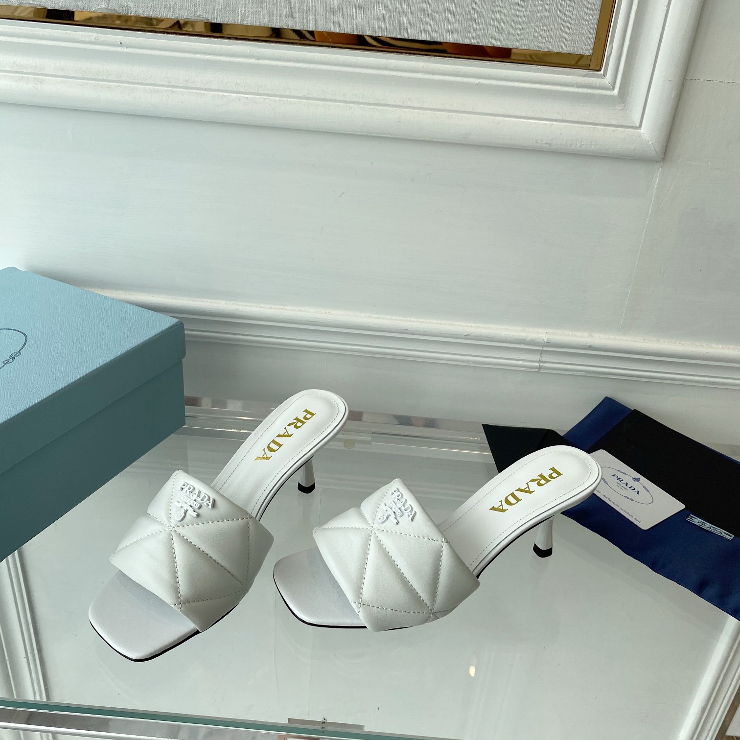 Prada Quilted Nappa Leather Heeled Sandals - DopestKickz