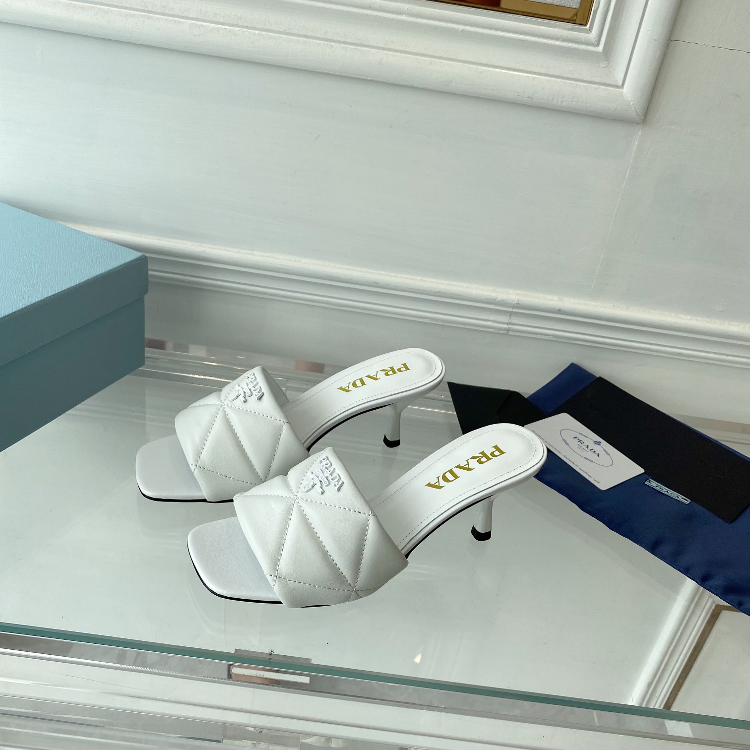 Prada Quilted Nappa Leather Heeled Sandals - DopestKickz