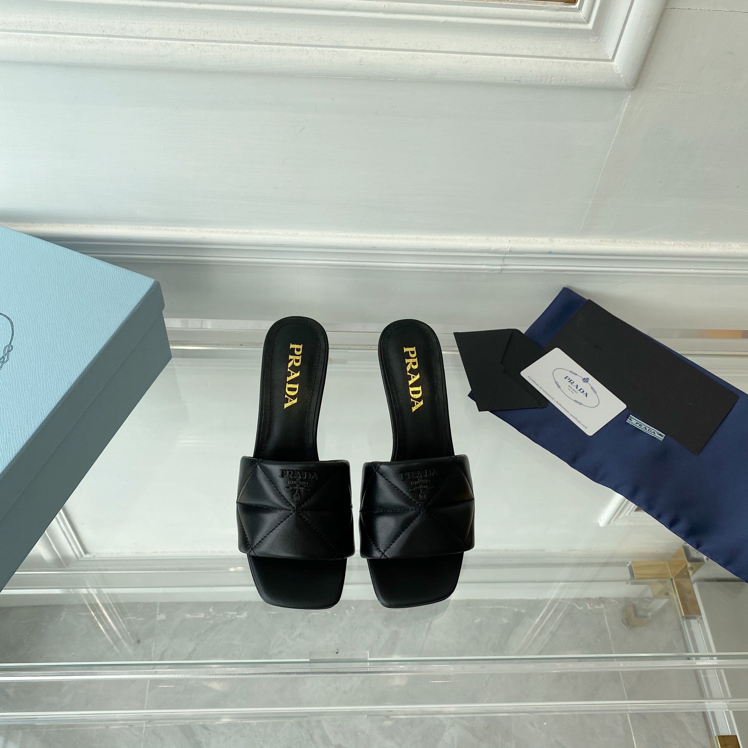 Prada Quilted Nappa Leather Heeled Sandals - DopestKickz