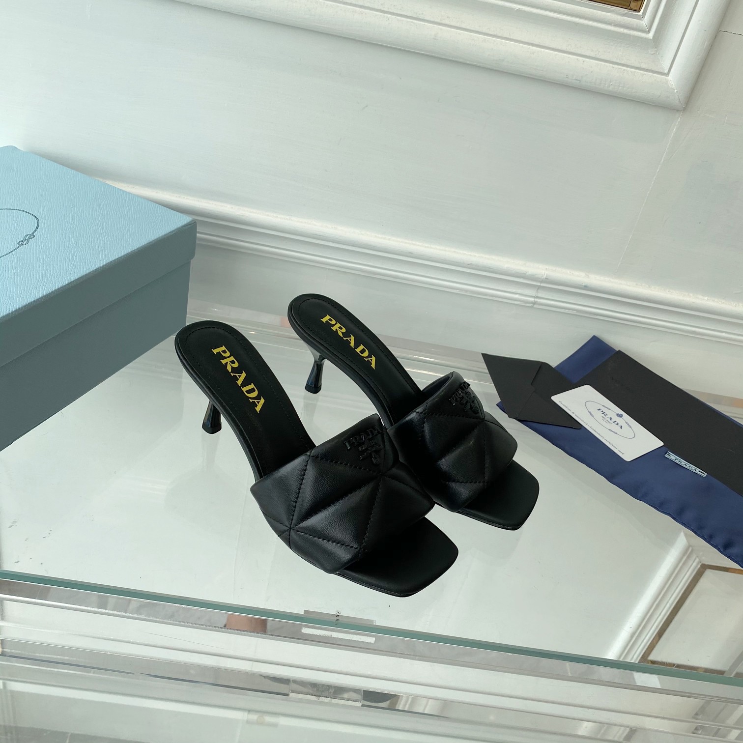Prada Quilted Nappa Leather Heeled Sandals - DopestKickz