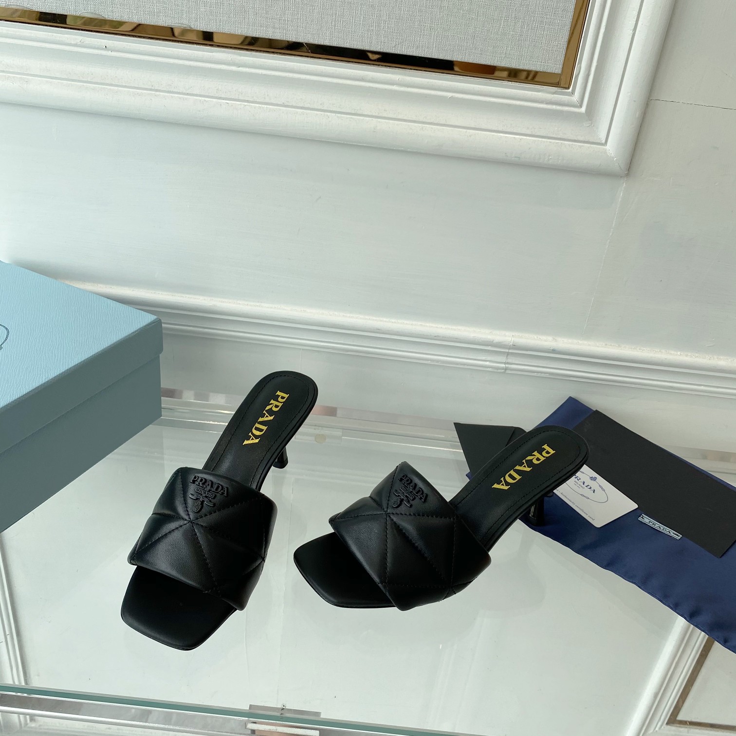 Prada Quilted Nappa Leather Heeled Sandals - DopestKickz