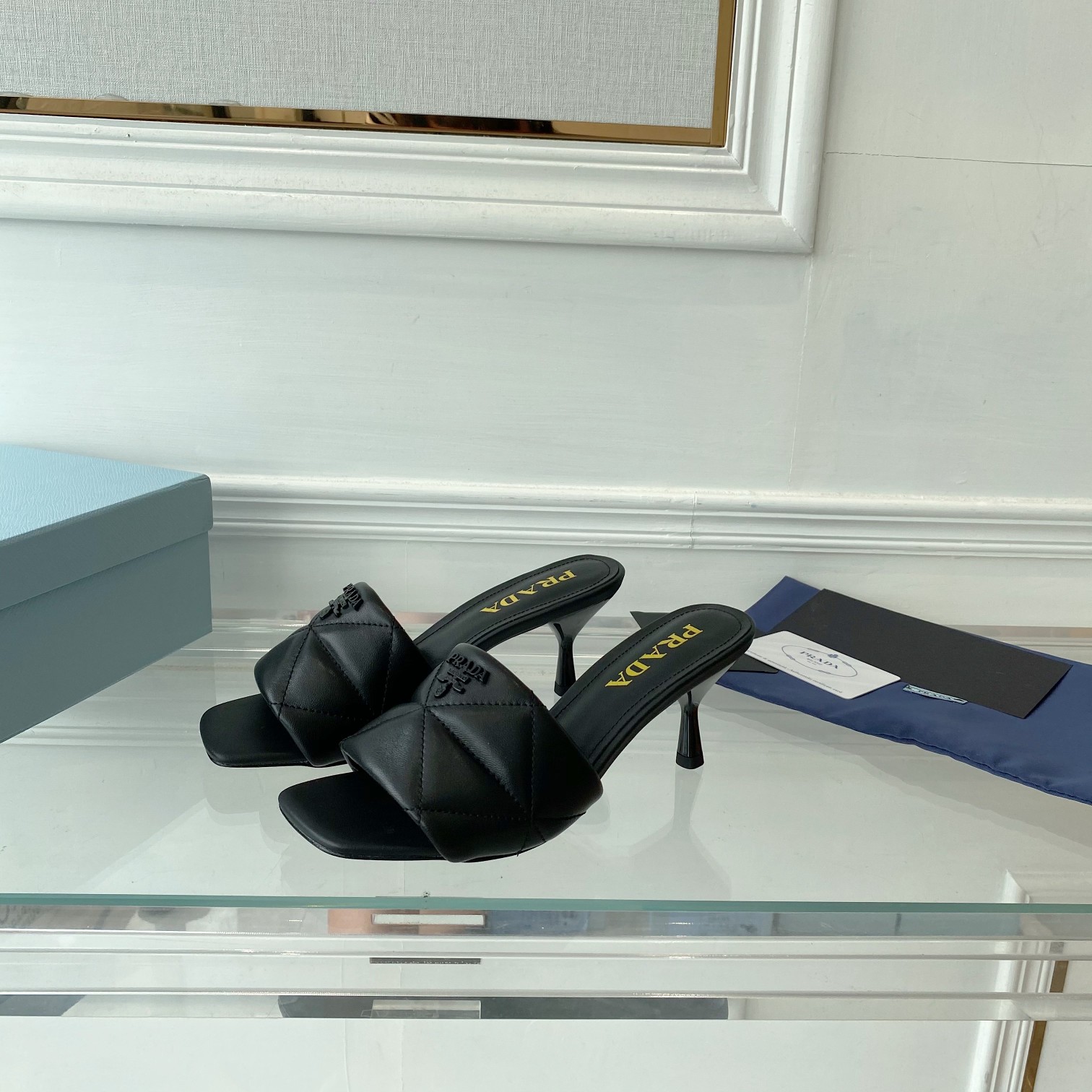 Prada Quilted Nappa Leather Heeled Sandals - DopestKickz