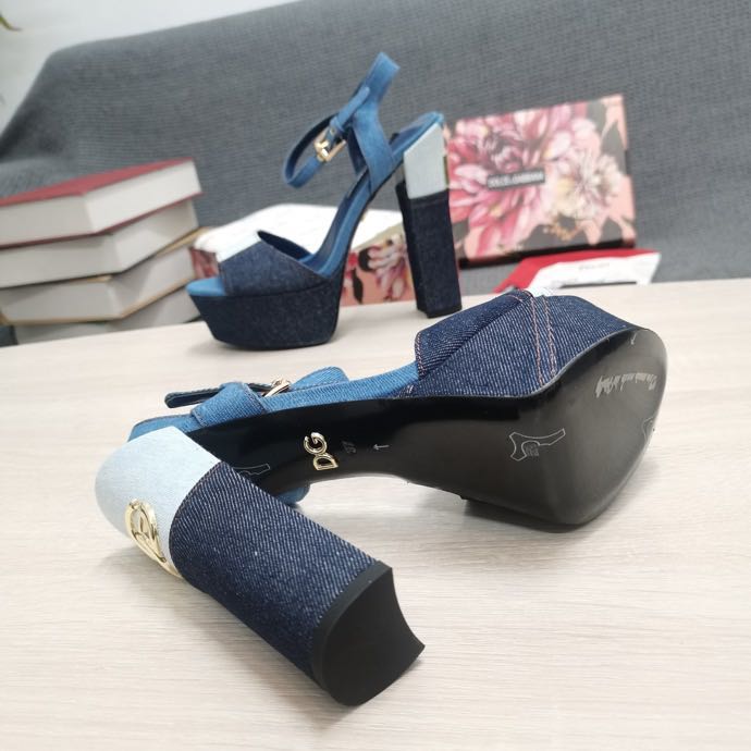 Dolce & Gabbana Runway Patchwork Denim Platform Sandals - DopestKickz