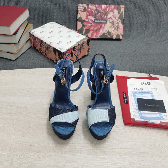 Dolce & Gabbana Runway Patchwork Denim Platform Sandals - DopestKickz