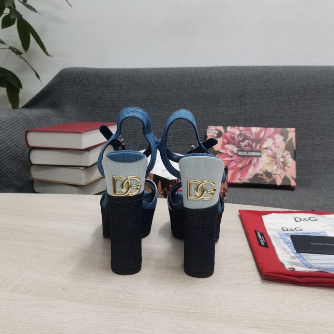 Dolce & Gabbana Runway Patchwork Denim Platform Sandals - DopestKickz