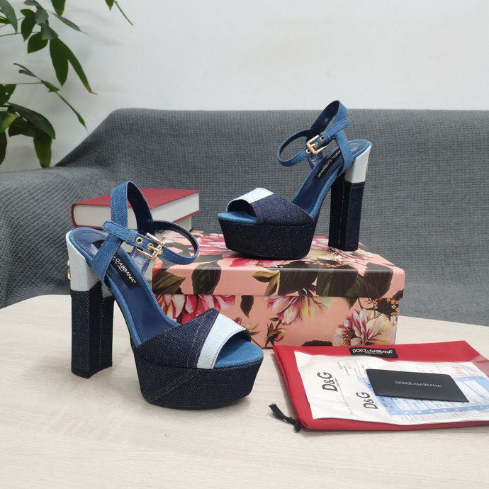 Dolce & Gabbana Runway Patchwork Denim Platform Sandals - DopestKickz