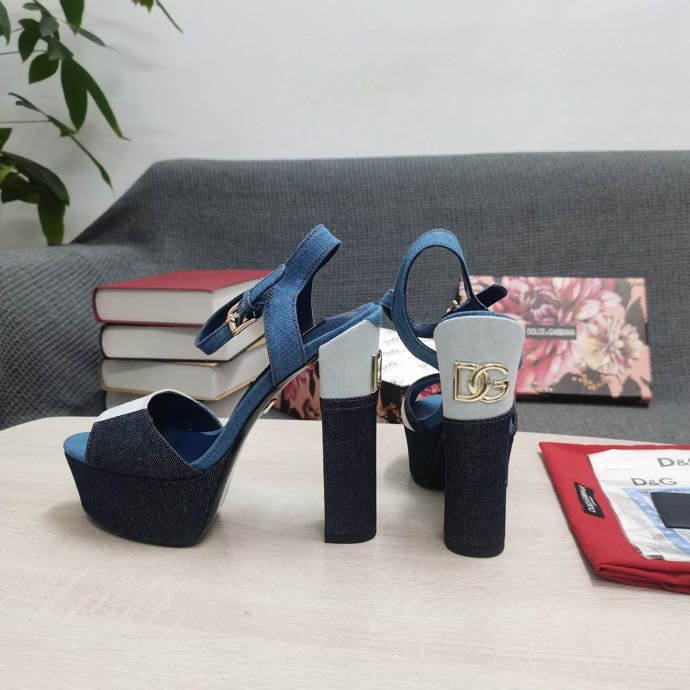 Dolce & Gabbana Runway Patchwork Denim Platform Sandals - DopestKickz