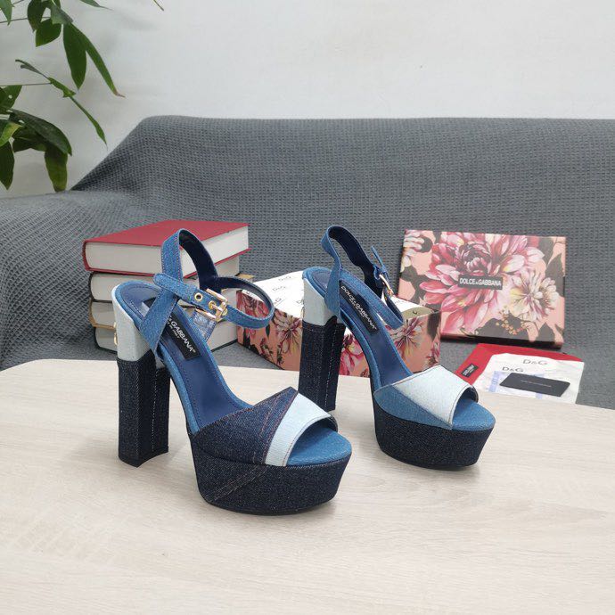 Dolce & Gabbana Runway Patchwork Denim Platform Sandals - DopestKickz