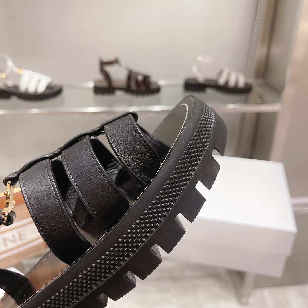 Celine Clea Triomphe Gladiator Chunky Sandal In Black - DopestKickz