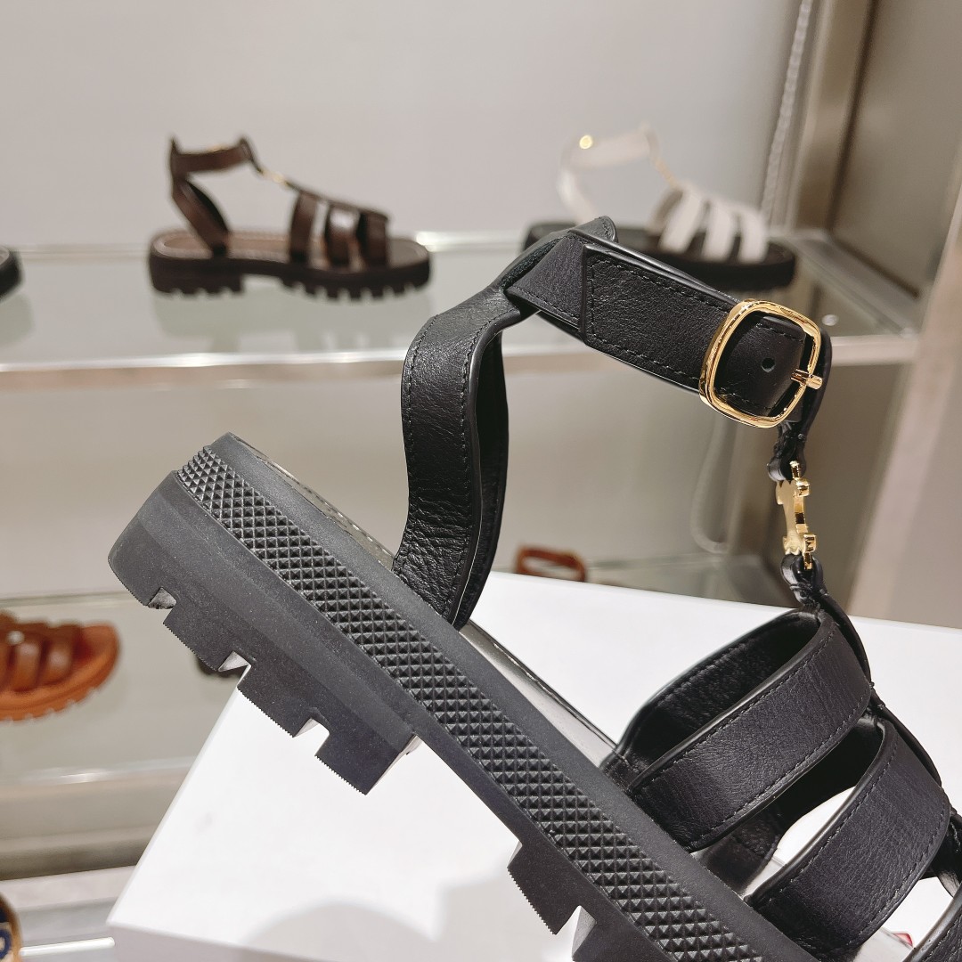Celine Clea Triomphe Gladiator Chunky Sandal In Black - DopestKickz