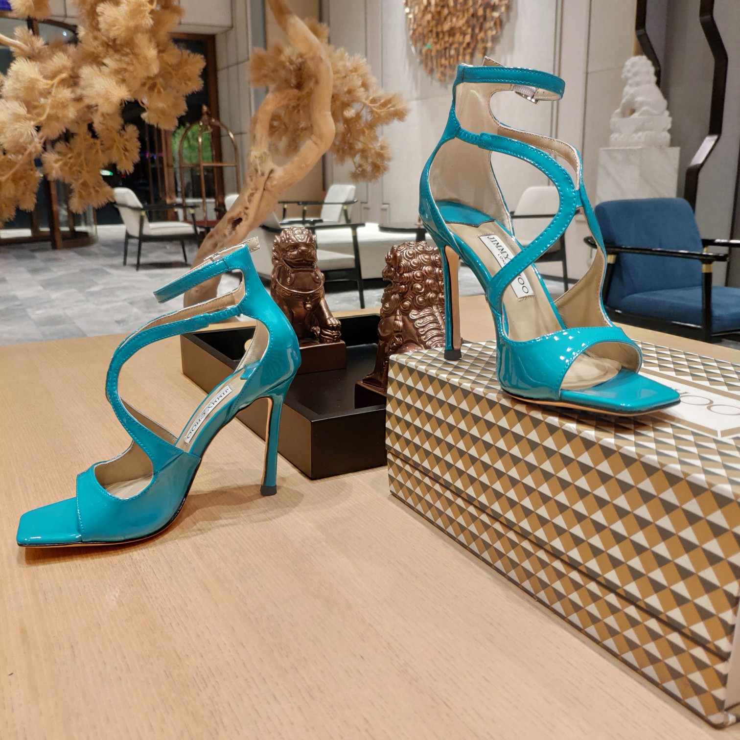 Jimmy Choo Azia 95 Malibu Liquid Metal Leather Sandals - DopestKickz