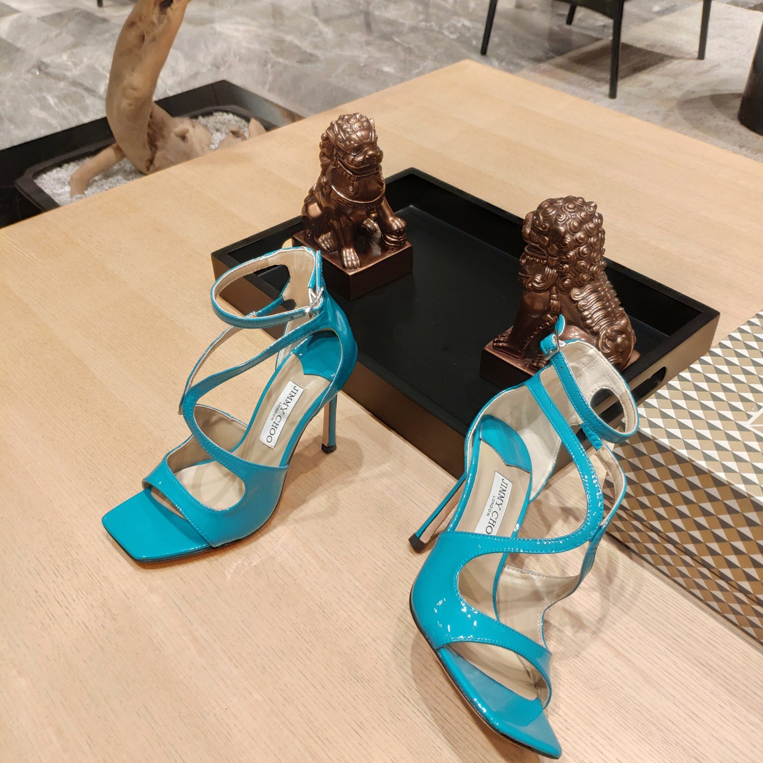 Jimmy Choo Azia 95 Malibu Liquid Metal Leather Sandals - DopestKickz