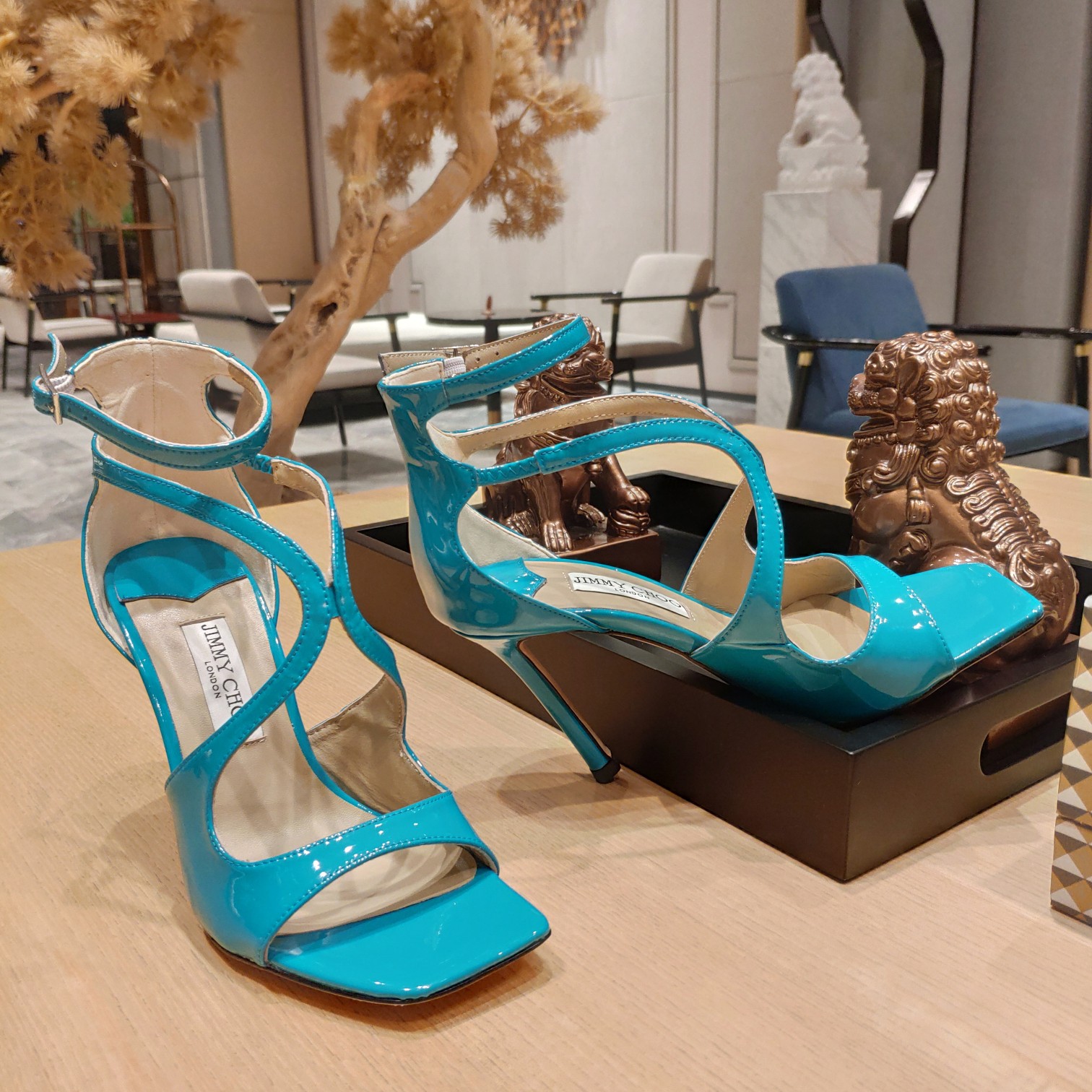 Jimmy Choo Azia 95 Malibu Liquid Metal Leather Sandals - DopestKickz