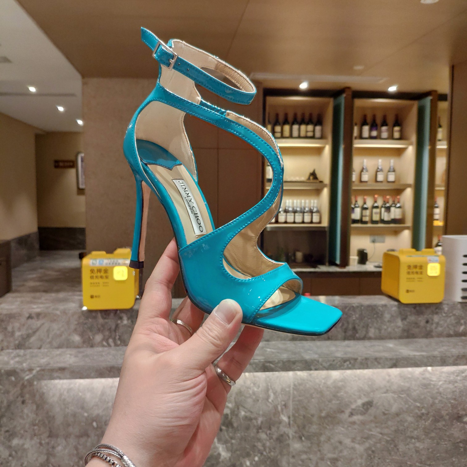 Jimmy Choo Azia 95 Malibu Liquid Metal Leather Sandals - DopestKickz