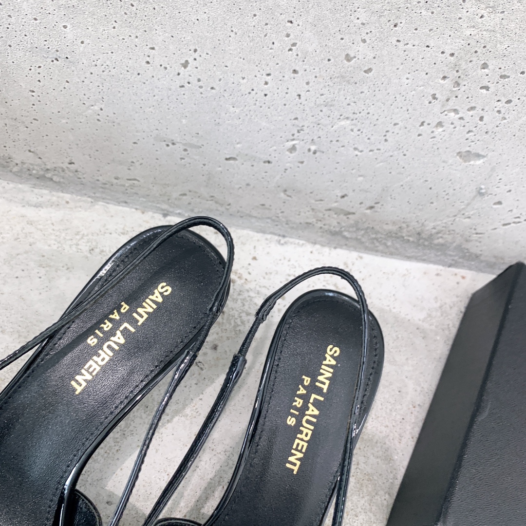 Saint Laurent Blade Slingback Pumps In Patent Leather - DopestKickz
