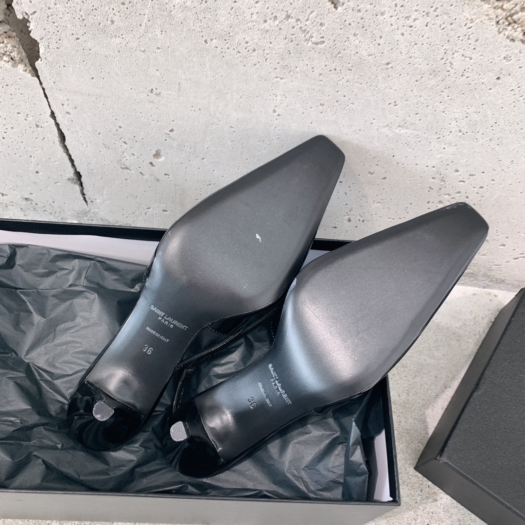 Saint Laurent Blade Slingback Pumps In Patent Leather - DopestKickz