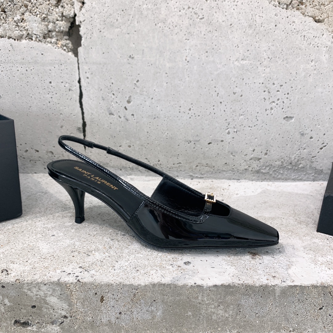 Saint Laurent Blade Slingback Pumps In Patent Leather - DopestKickz