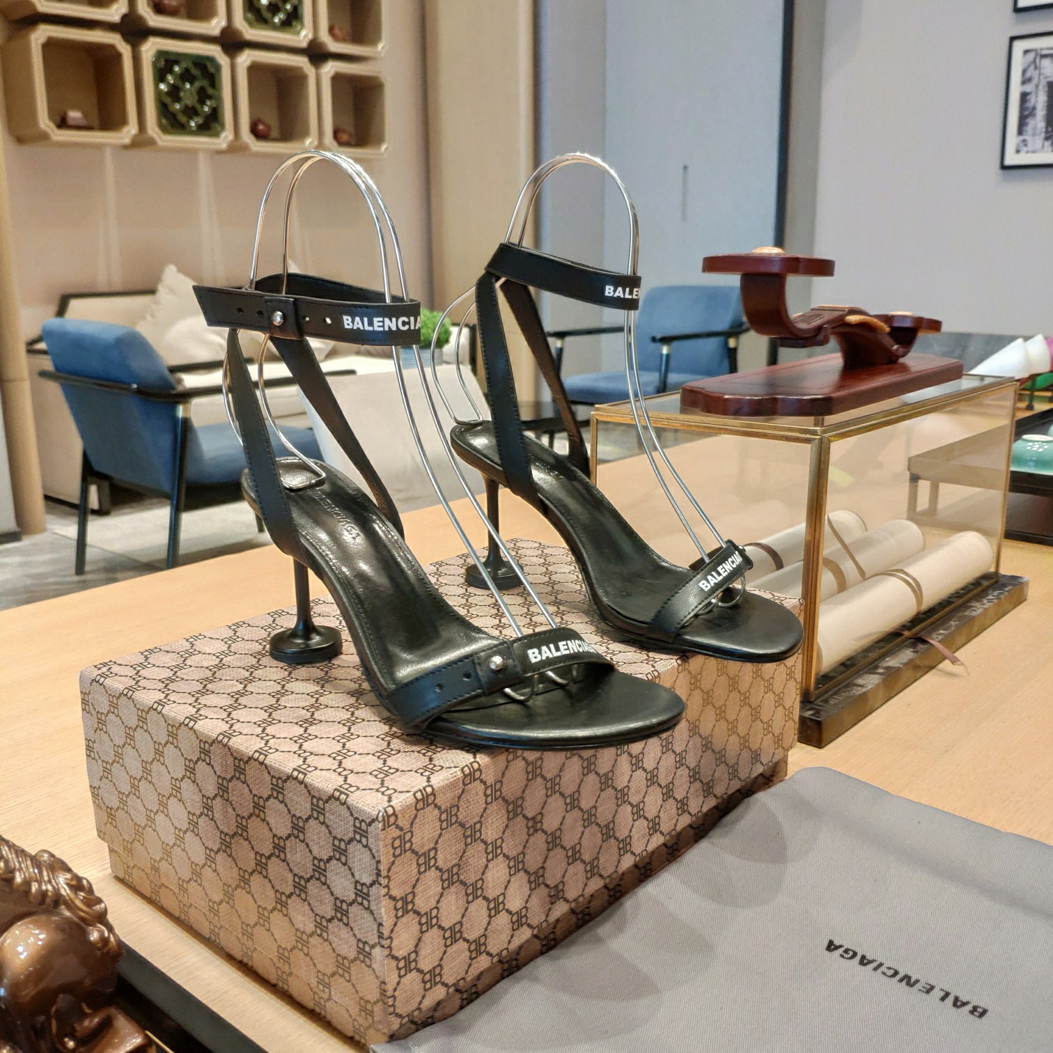 Balenciaga Afterhour 90mm Sandal In Black Smooth Calfskin - DopestKickz