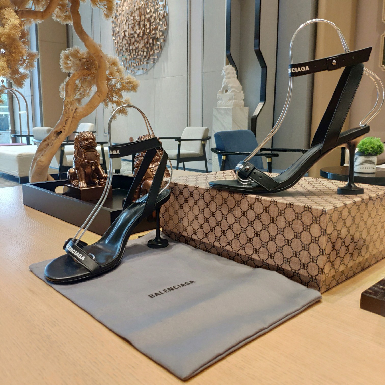 Balenciaga Afterhour 90mm Sandal In Black Smooth Calfskin - DopestKickz