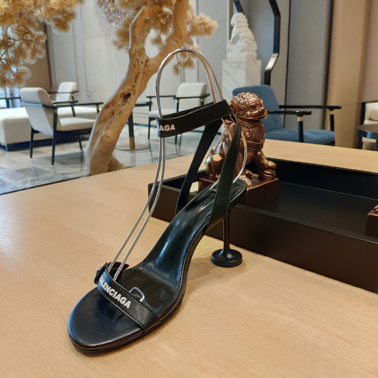 Balenciaga Afterhour 90mm Sandal In Black Smooth Calfskin - DopestKickz