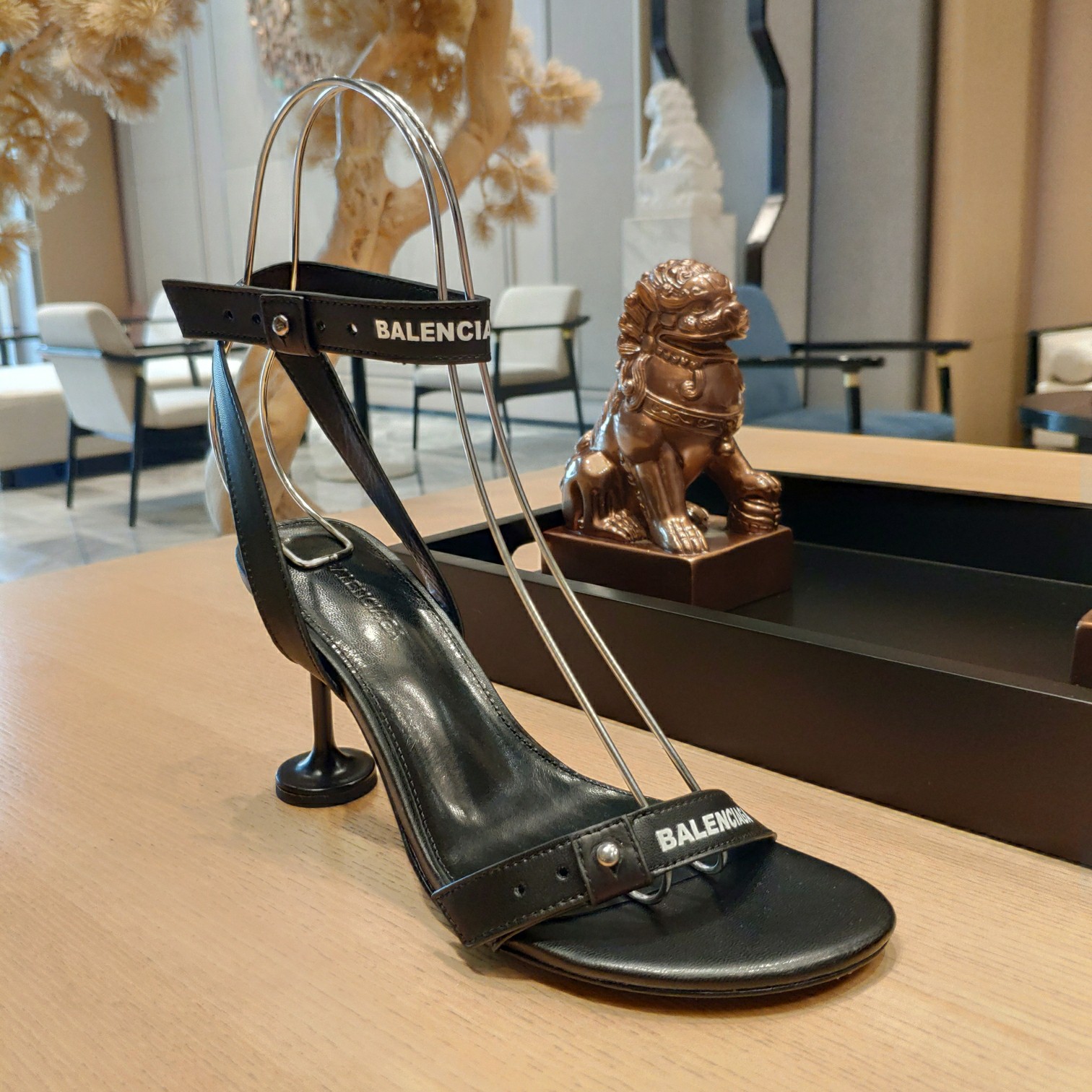 Balenciaga Afterhour 90mm Sandal In Black Smooth Calfskin - DopestKickz