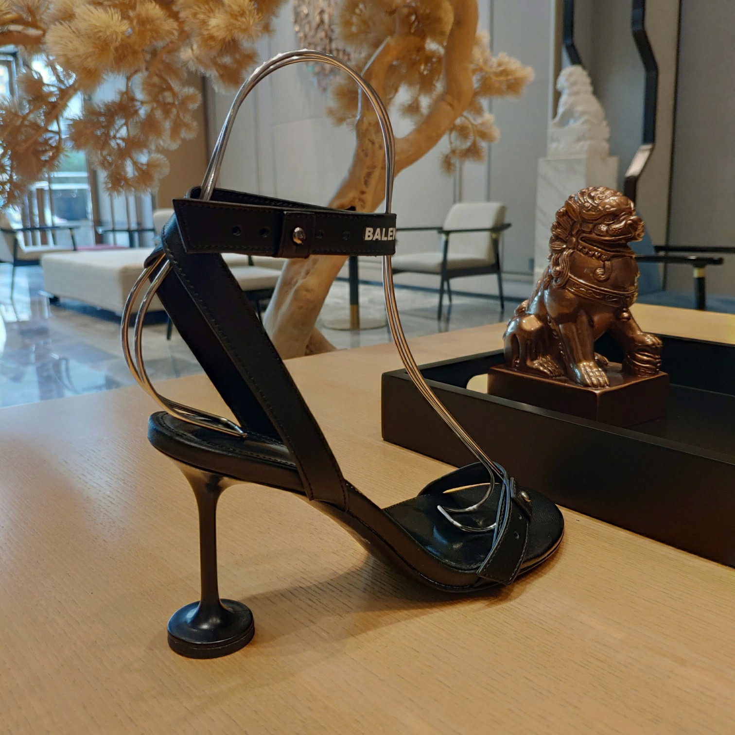 Balenciaga Afterhour 90mm Sandal In Black Smooth Calfskin - DopestKickz