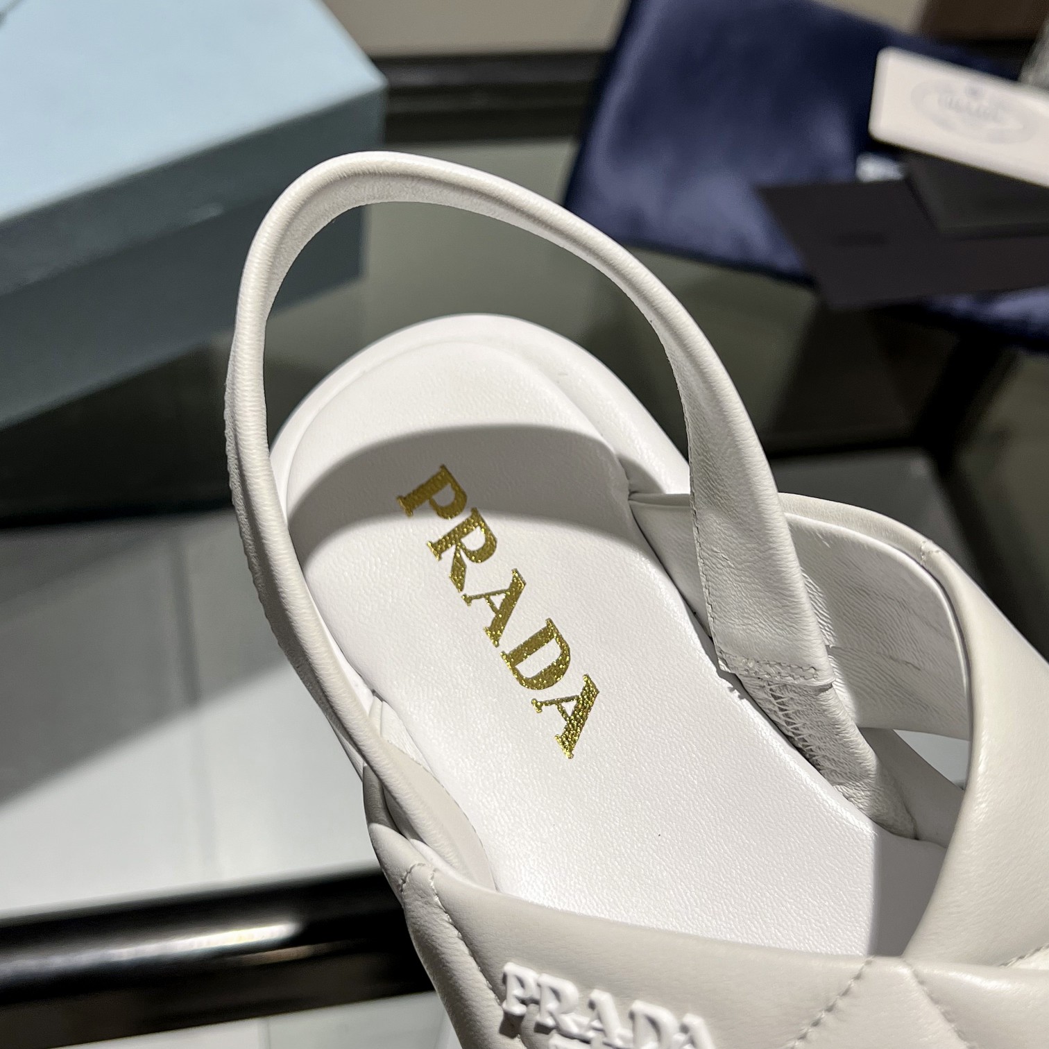 Prada Quilted Nappa Leather Flatform Sandals - DopestKickz