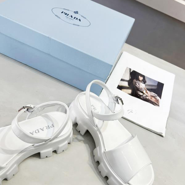 Prada Monolith Brushed Leather Sandals - DopestKickz