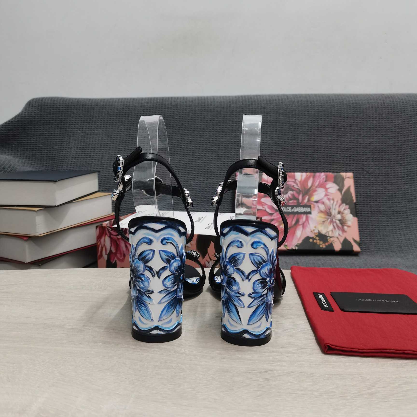 Dolce & Gabbana Patent Leather Sandals With Embroidery And Painted Heel - DopestKickz
